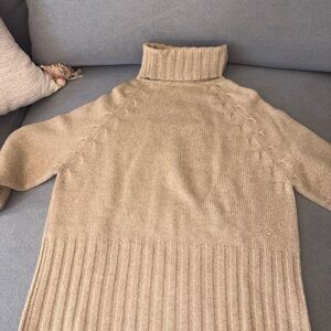 Cozy Tan Cashmere Turtleneck Sweater